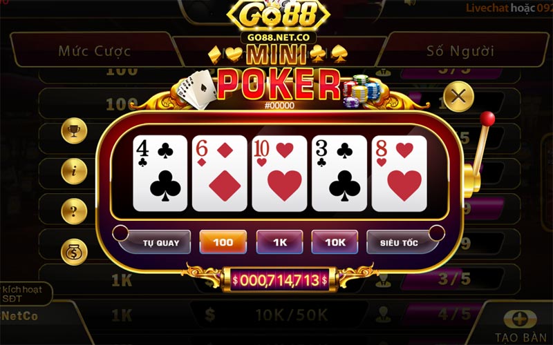 Game bài Poker siêu tốc với tỷ lệ thưởng đa dạng