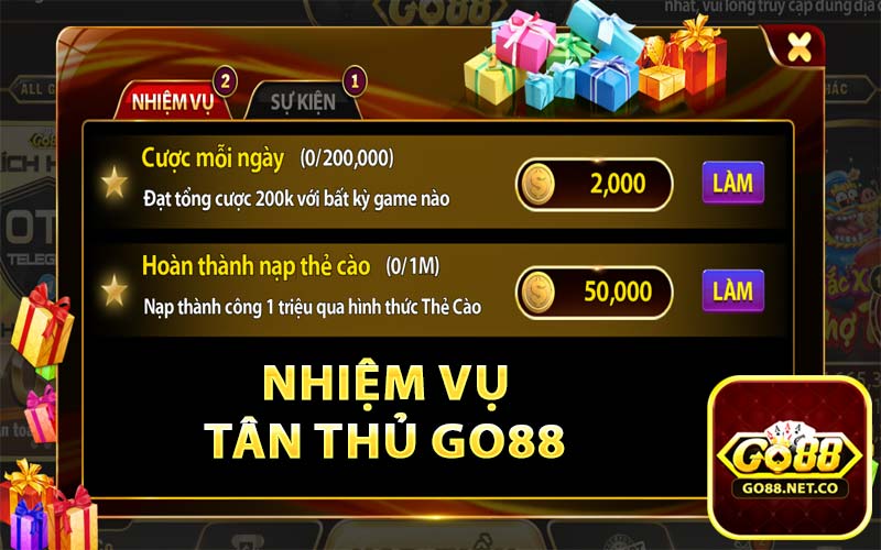 Nhiệm vụ thưởng Go88 tạo trải nghiệm hấp dẫn